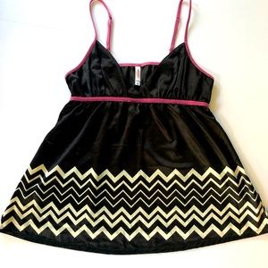 Missoni for Target Camisole black & white satin pink adjustable velvet straps M